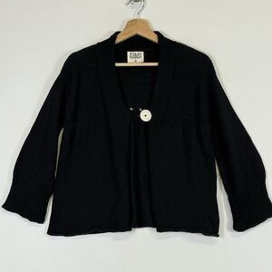Edun Peru Black Single Button Flared‎ Sleeve Cardigan Sweater Women's Small